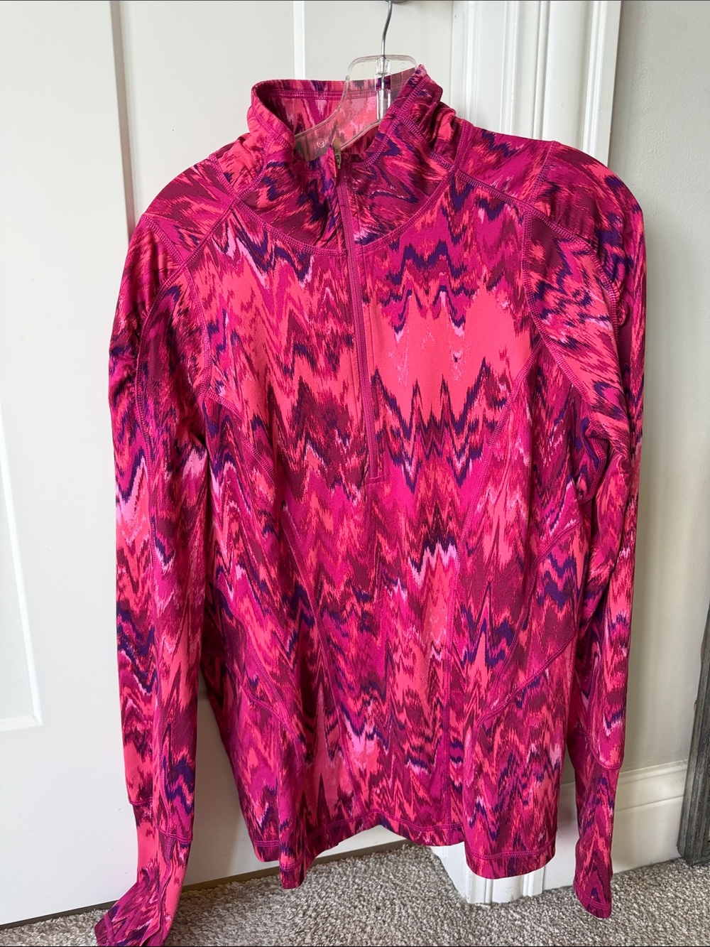 Zella Pink Multicolor Long Sleeve Zip-Front Tee